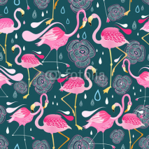 Fototapety pattern with flamingos
