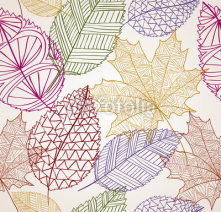 Fototapety Vintage autumn leaves seamless pattern background. EPS10 file.