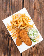 Fototapety Fried Salmon Filet with Chips
