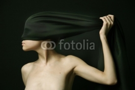 Naklejki Nude woman with black bandage