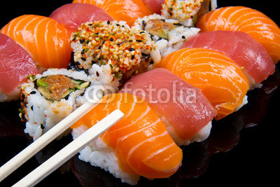 sushi and rolls