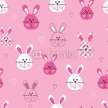 Naklejki Childish seamless pattern with cute rabbits