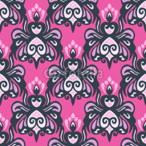 Naklejki Seamless modern pink damask vector pattern
