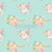 Obrazy i plakaty Vintage Flowers Background - Seamless Floral Shabby Chic Pattern