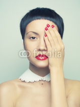 Fototapety Lady with bright nail polish