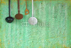 Fototapety old kitchen utensils, cooking concept, free copy space
