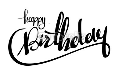 Vector illustration: Black Handwritten lettering Happy Birthday isolated on white background. Calligraphy. 