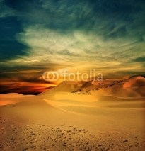 Naklejki Sandy desert at sunset time