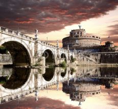 Fototapety Angel Castle with bridge in Rome, Italy