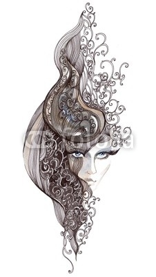ornate woman hair (Cbm painting)