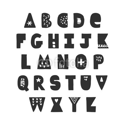 Funny handwritten black hipster ink bold alphabet.