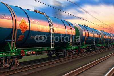 Freight train with petroleum tankcars