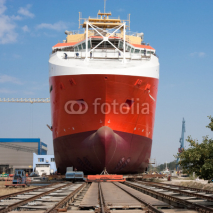 Fototapety Large ship before launching ceremony