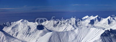 Panoramic view on off-piste slope at nice day