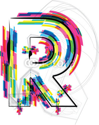 Font Illustration. LETTER R. Vector illustration