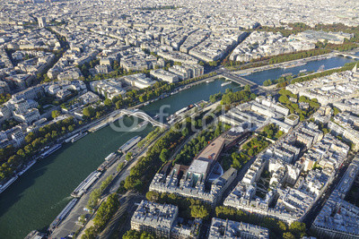 The River Seine in the city of Paris - beautiful aerial view from Eiffel Tower