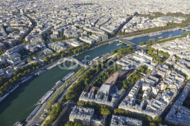 Naklejki The River Seine in the city of Paris - beautiful aerial view from Eiffel Tower