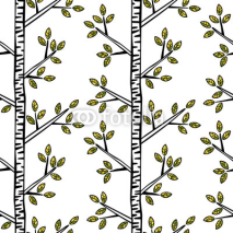 Fototapety Birches. Trees, branches, leaves. Seamless vector pattern (background).