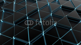 Fototapety Black crystal geometric background with glow. 3d illustration, 3d rendering.