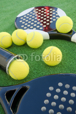 Paddle tennis rackets and balls