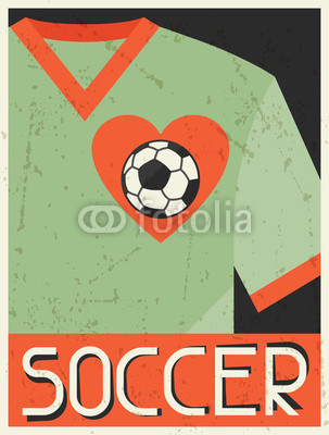 Soccer. Retro poster in flat design style.