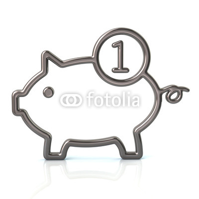 3d illustration of silver piggy bank icon