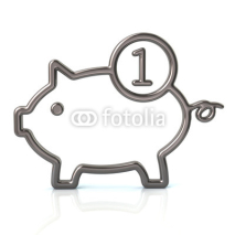 Fototapety 3d illustration of silver piggy bank icon