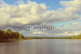 Fototapety Beautiful lake view in vintage style
