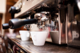 Fototapety Espresso machine making coffee in pub, bar, restaurant