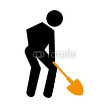 silhouette pictogram male with shovel vector illustration