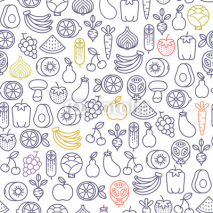 seamless pattern with fruits and vegetables icons