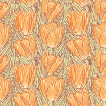 Fototapety Seamless pattern with tulips