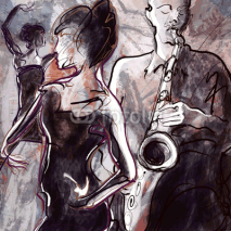 Obrazy i plakaty Jazz band with dancers