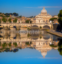 Naklejki Basilica di San Pietro with bridge in Vatican, Rome, Italy