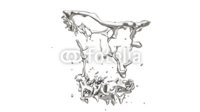 Isolated splash of molten metal on a white background.