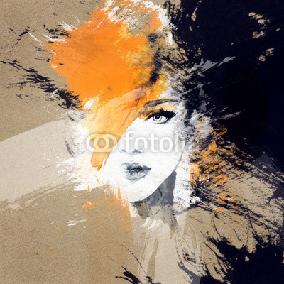 woman portrait  .abstract  watercolor .fashion background
