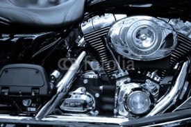 Fototapety Gros plan sur le moteur d'un moto de légende