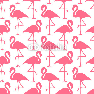 Seamless Pattern Flamingos Pink