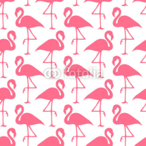 Naklejki Seamless Pattern Flamingos Pink
