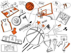 Naklejki Basketball doodles-hand drawing