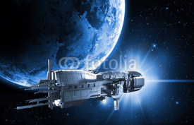 Naklejki spaceship with planet earth