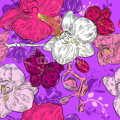 Abstract Seamless orchid Pattern
