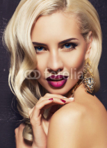 Naklejki portrait of beautiful woman with blond hair with jewelry
