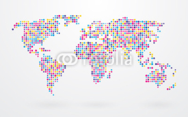 Naklejki world map made ​​up of small colorful dots