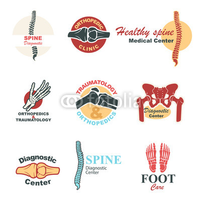 Orthopedics and traumatology emblem set design