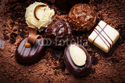 chocolate background with pralines
