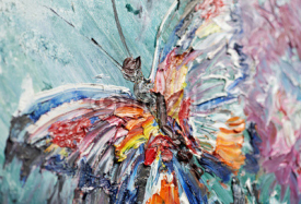 Naklejki closeup fragment of oil painting butterfly