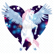 vector illustration of white  unicorn with hearts