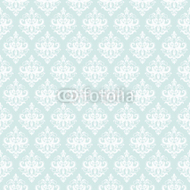 Naklejki Damask seamless pattern background in pastel blue.