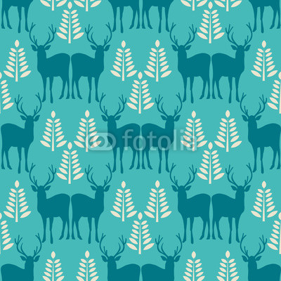 Vector seamless  Christmas pattern with deer. 